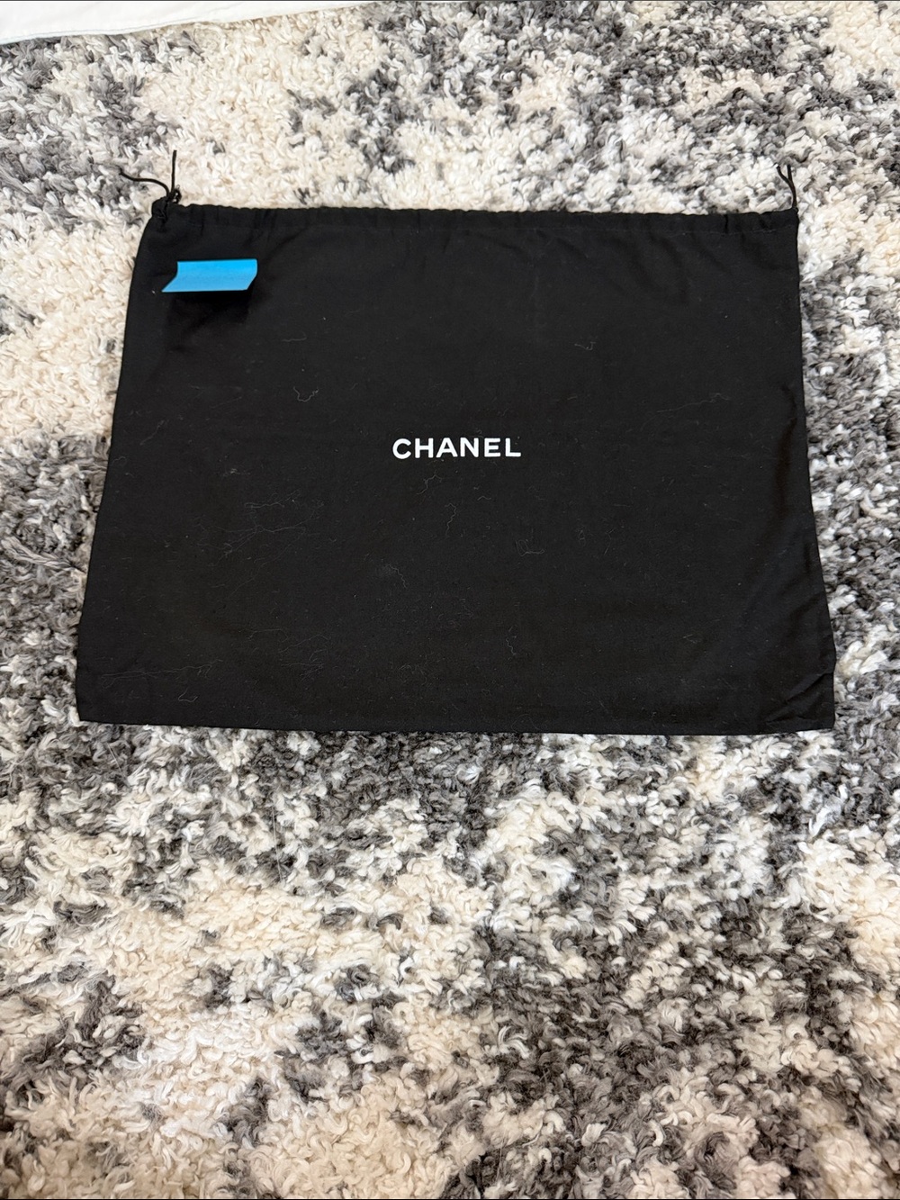 CHANEL Black Dust Bag with White Logo